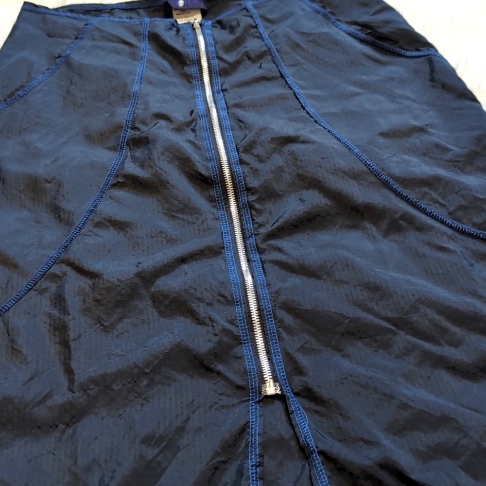 1999 Vintage Morbid Threads 100% Nylon Black & Blue Zip Front Skirt XL - Picture 3 of 15